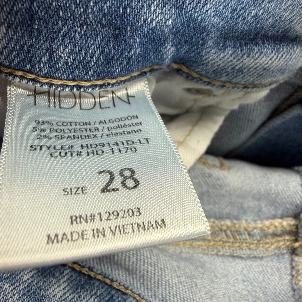 Hidden Jeans Womens 28x30 Blue Cotton Denim Wide-Leg Distressed Workwear Stretch - Picture 7 of 11